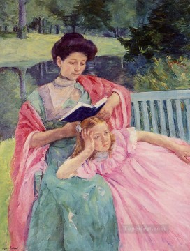 María Cassatt Painting - Auguste leyendo a su hija madres hijos Mary Cassatt